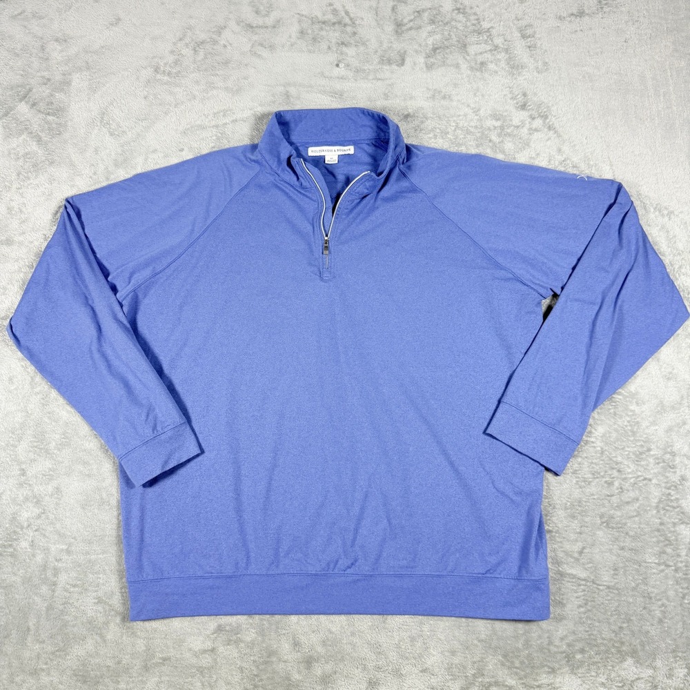 Holderness & Bourne Mens XL Pullover Blue 1/4 Zip Tailored Fit Performance Golf